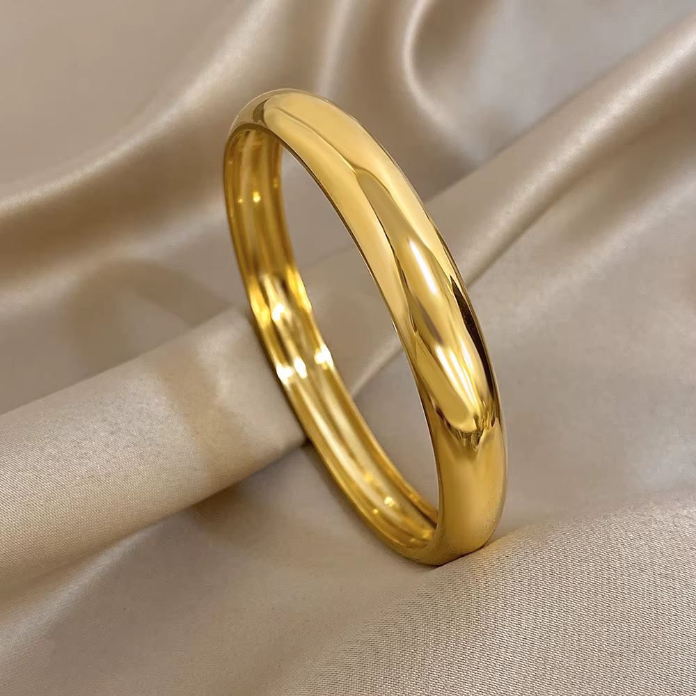 Bracelet en acier inoxydable plaqué or brillant pour femmes et hommes
