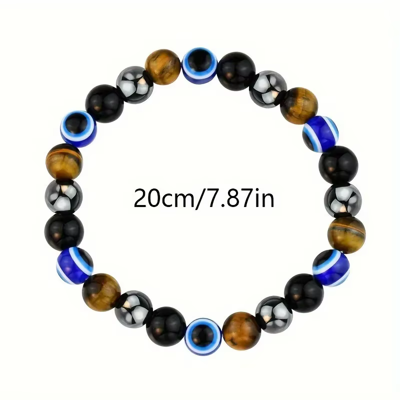 Bracelet symbolique en pierre de protection et de richesse pour femmes et hommes, cadeau d'anniversaire, bijou d'amitié, design ethnique, pierre principale oeil de tigre