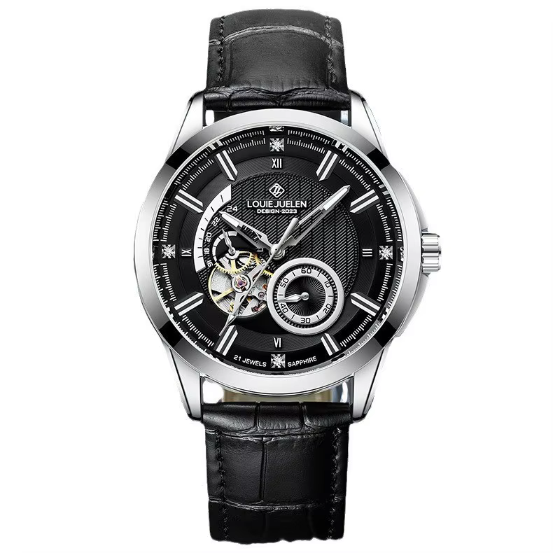 LOUIE JUELEN 2026 NOUVEAU Montre mécanique automatique pour homme, montre-bracelet de luxe en cuir, étanche, lumineuse, horloge masculine, Relogio Masculino